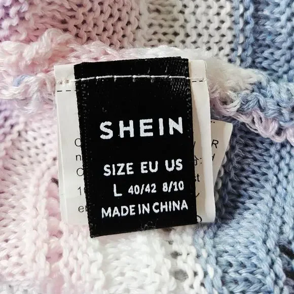 Pastel Wave Open Knit Sweater Large Cottage Y2K Soft Girl Lightweight Coquette - Picture 8 of 12